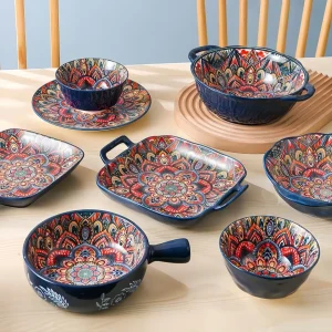 Bohemian ceramic dishes  8-piece set
