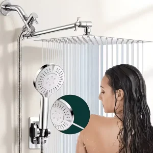 12 Inch Shower Head with Handheld Spray Combo And Adjustable Arm