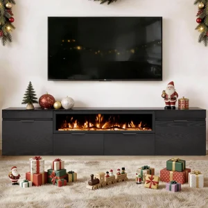 80" Electric Fireplace TV Stand with 40" No Heat Fireplace Insert
